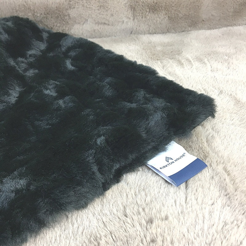 Kirkton House Plush Black Soft Faux Fur Blanket 148x125cm NEW