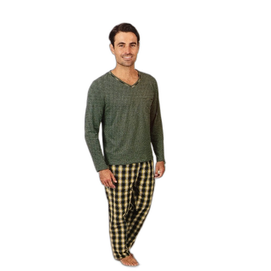 Westbay Eco Friendly 100 % Cotton Green Long Sleeve Mens PJ Set Size S NEW