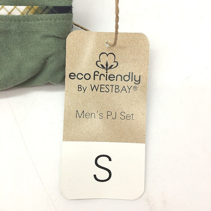 Westbay Eco Friendly 100 % Cotton Green Long Sleeve Mens PJ Set Size S NEW