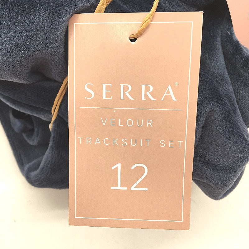 Serra Velour Womens Long Sleeve Blue Tracksuit Set Size 12 NEW