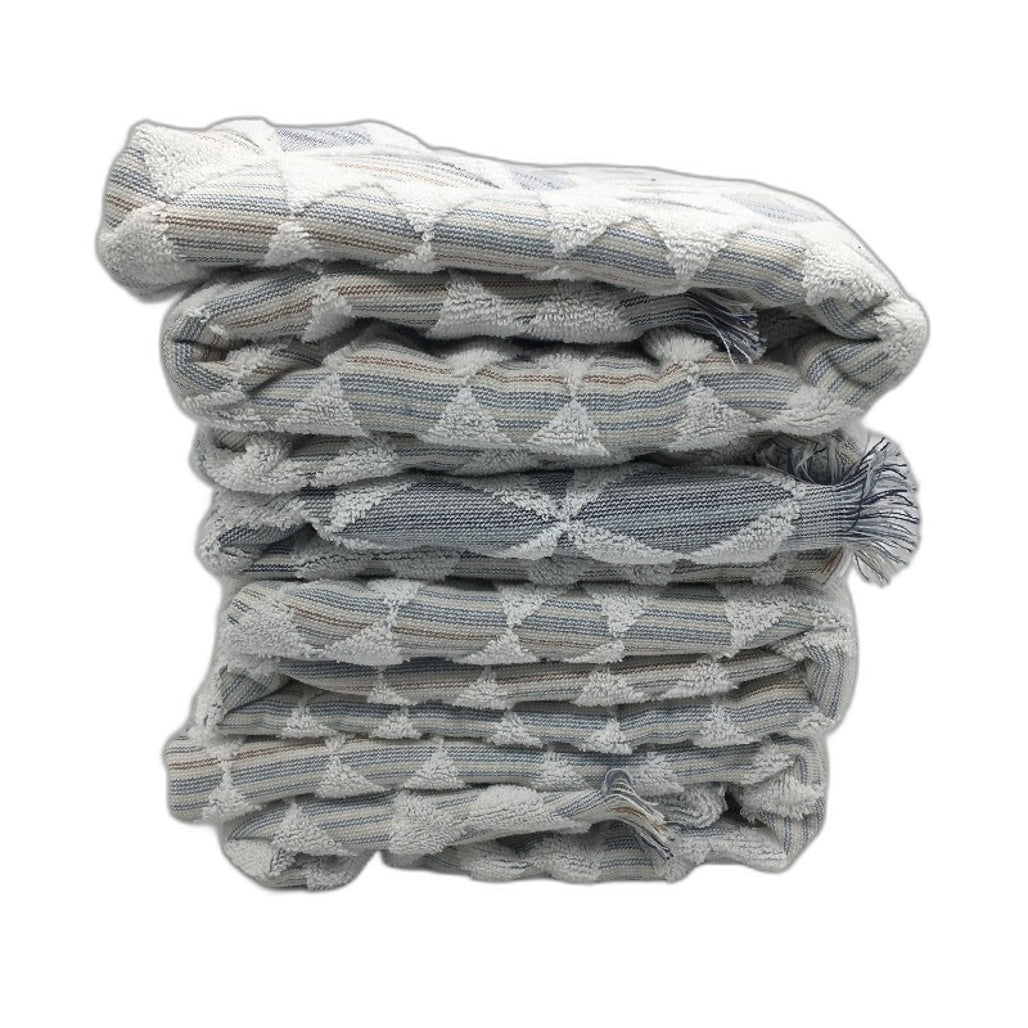 Kirkton House 4 Pack 100% Cotton White Patterned Geo Textured Bath Towel Set NEW