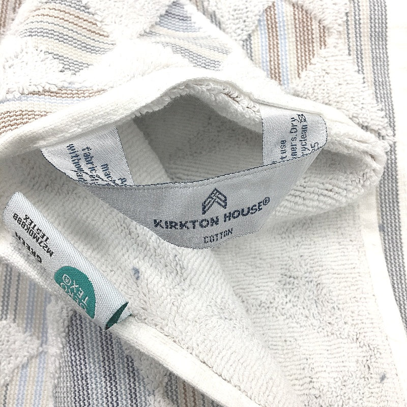 Kirkton House 4 Pack 100% Cotton White Patterned Geo Textured Bath Towel Set NEW