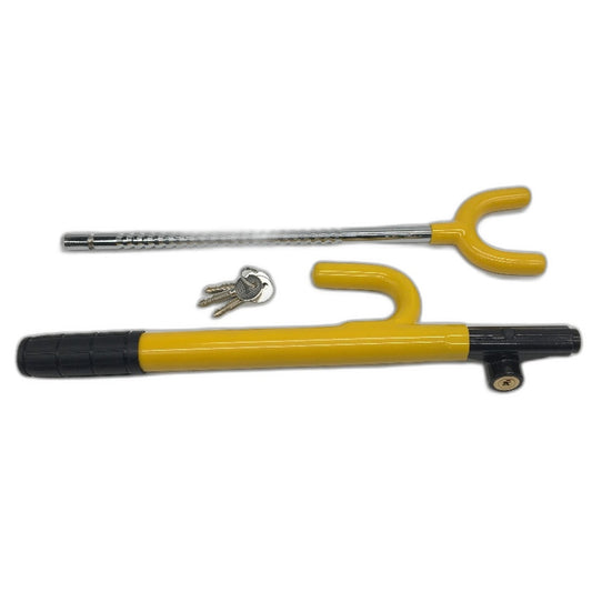 Cartman Auto Accessories Yellow Copper Lock Cross Key Steering Wheel Lock NEW