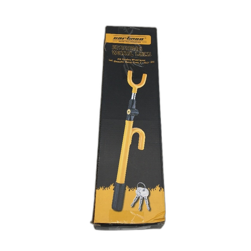 Cartman Auto Accessories Yellow Copper Lock Cross Key Steering Wheel Lock NEW