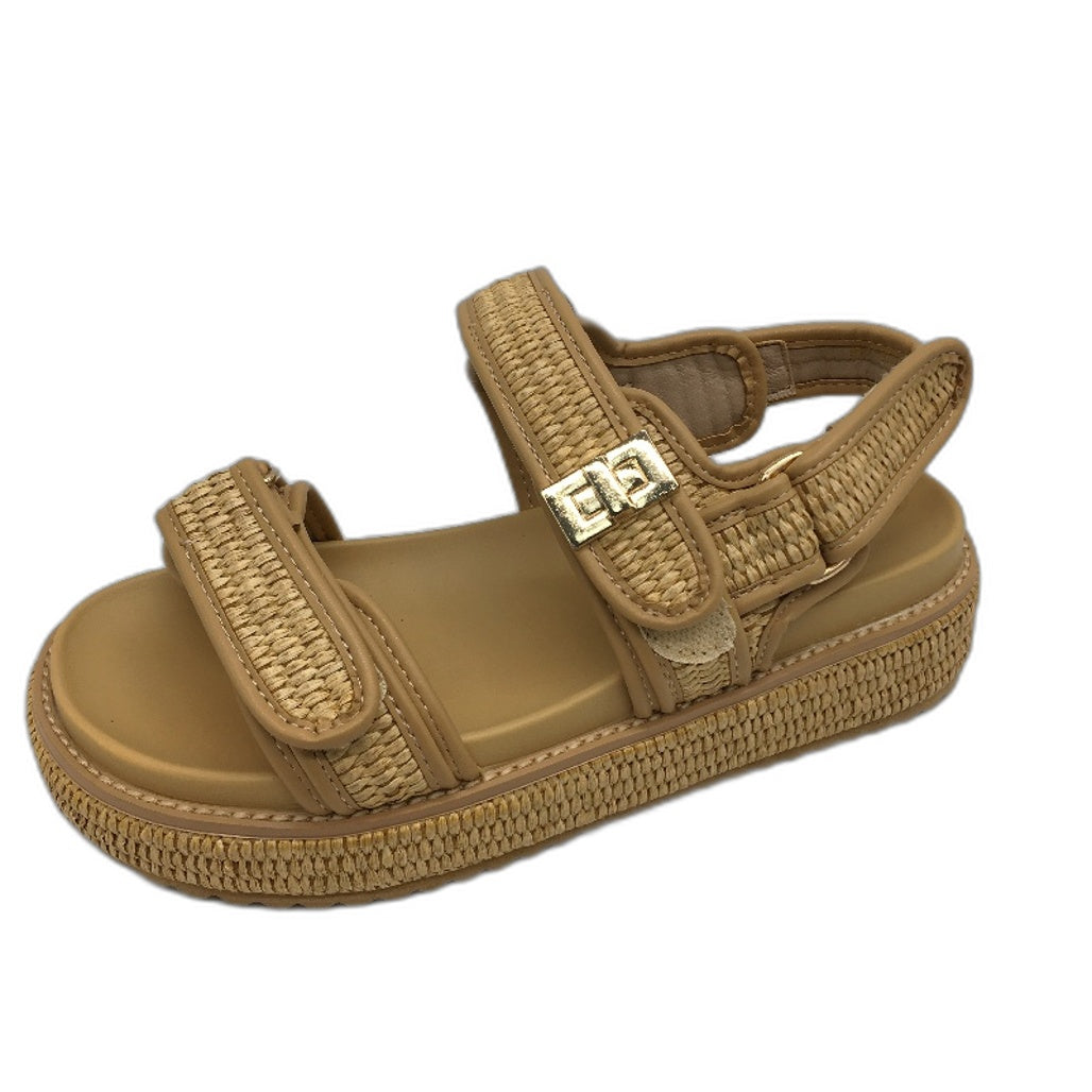 Doeyg Raffia Platform Adjustable Strap Slingback Open Sandals Ladies US 6.5 NEW