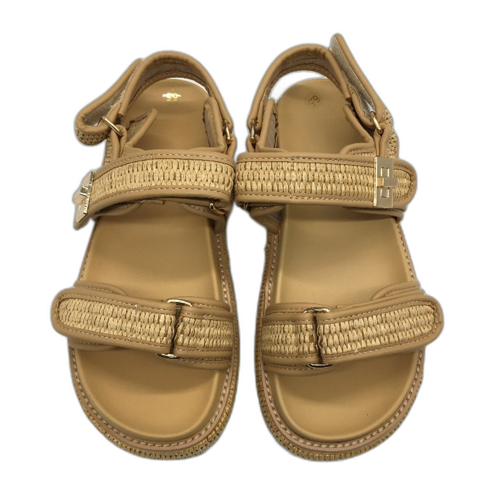 Doeyg Raffia Platform Adjustable Strap Slingback Open Sandals Ladies US 6.5 NEW