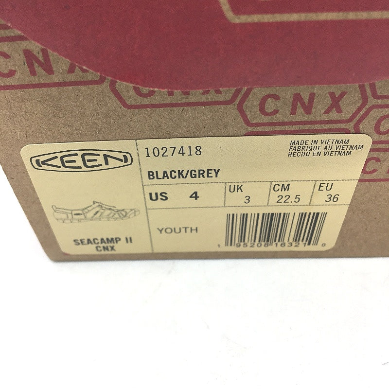 Keen Seacamp II CNX Youth Black Mesh Lined Sandals US 4 EU 36 22.5cm NEW