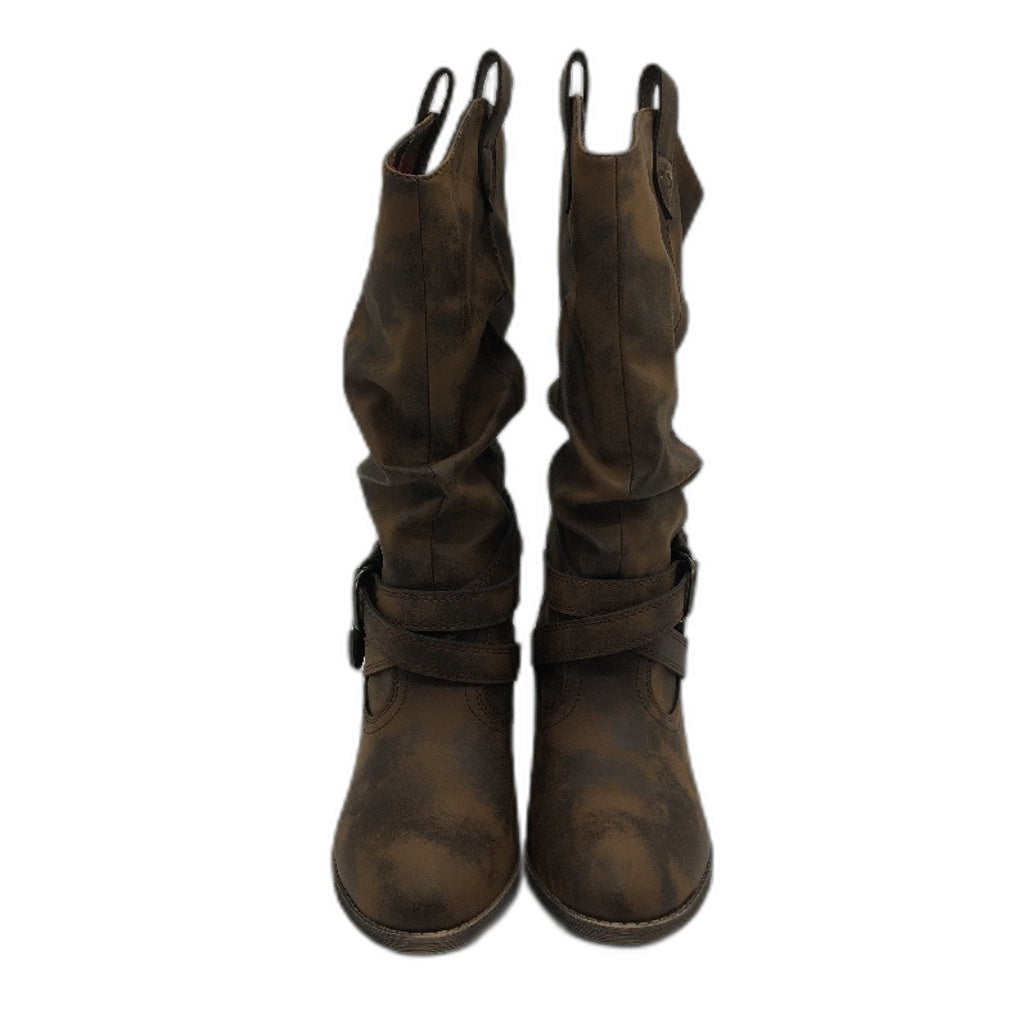 Rocket Dog Leather Look Cowboy Style Pull On Heeled Boots Ladies Size US 7.5 NEW