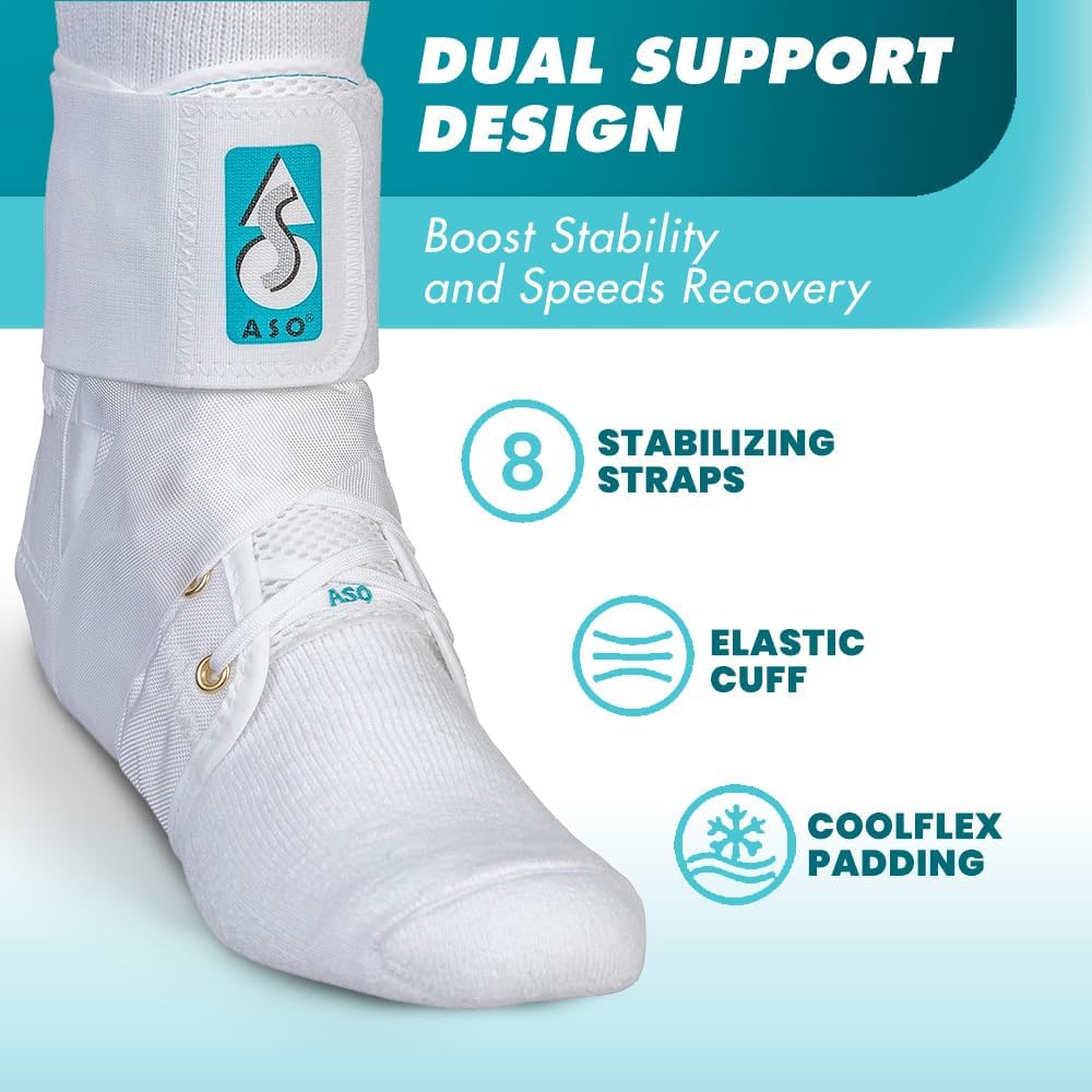 Med Spec White ASO Ankle Stabilizer CoolFlex Padding Adult Medium Bilateral NEW