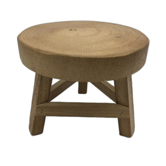 Home Decor Natural Wood 6" Timber Mini Size Planter Display Round Stool NEW