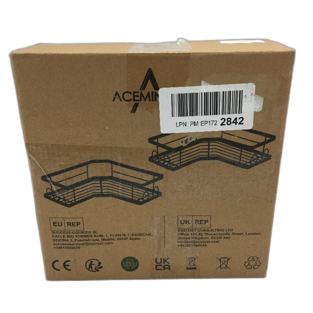 2 Pack Black Metal Adhensive Drill Free Corner Shower Caddy Storage Shelf NEW