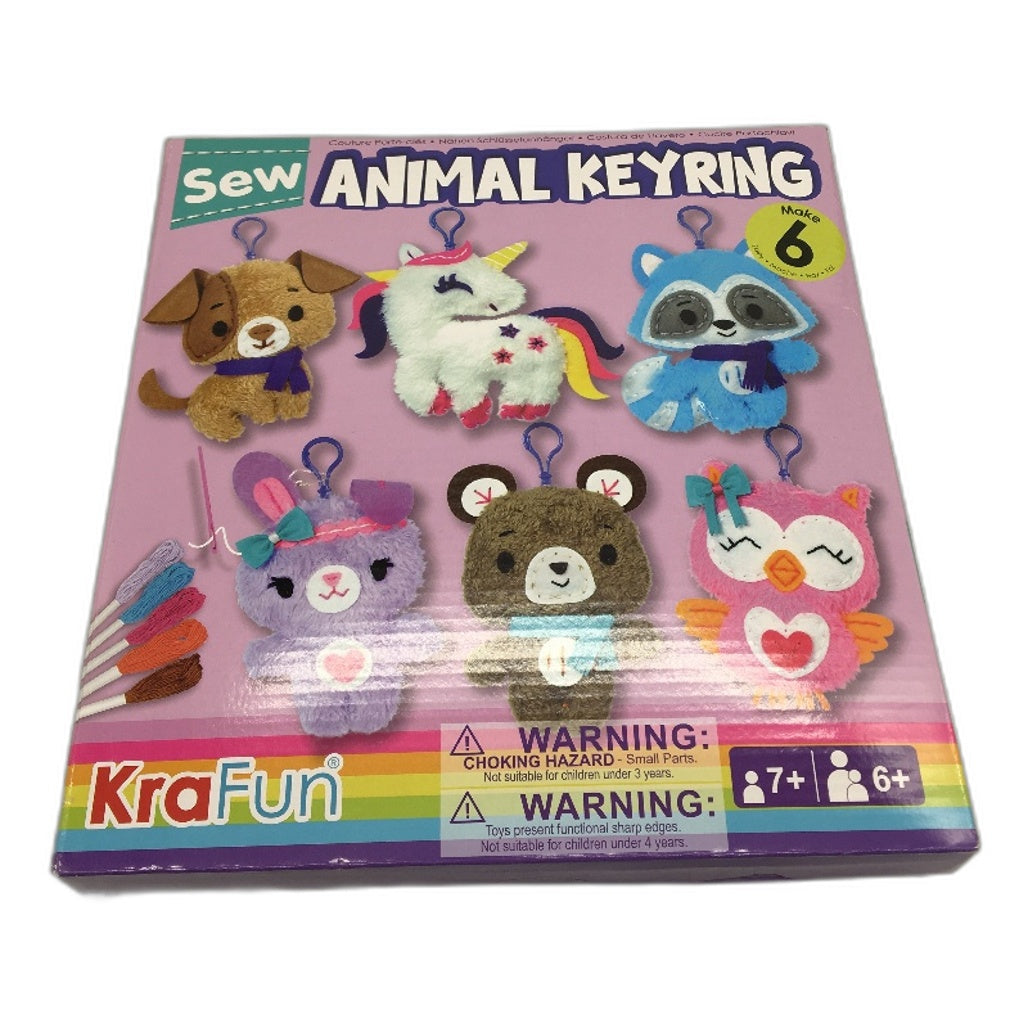 KRAFUN Animal Keyring Sewing Kit DIY Unicorn Cute Plush Makes 6 PCS Age 7+ NEW