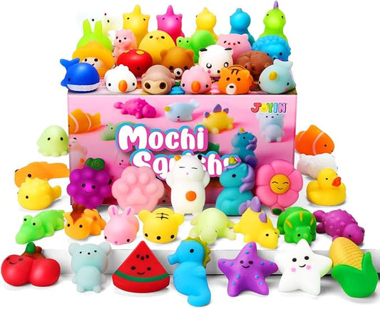 Kawaii Mochi Squishy Toys 24 Pack Party Favors Stress Relief Goodies Bag Prizes