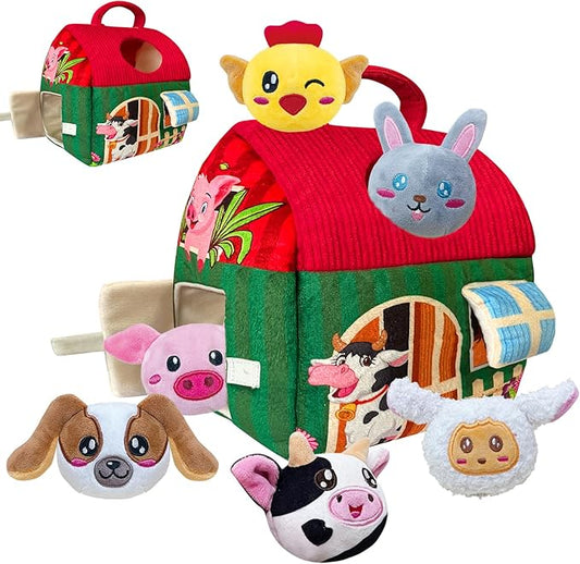 My First Farm Barn 7 PCS Soft Animals Plush Sensory Toy For Babies Toddlers