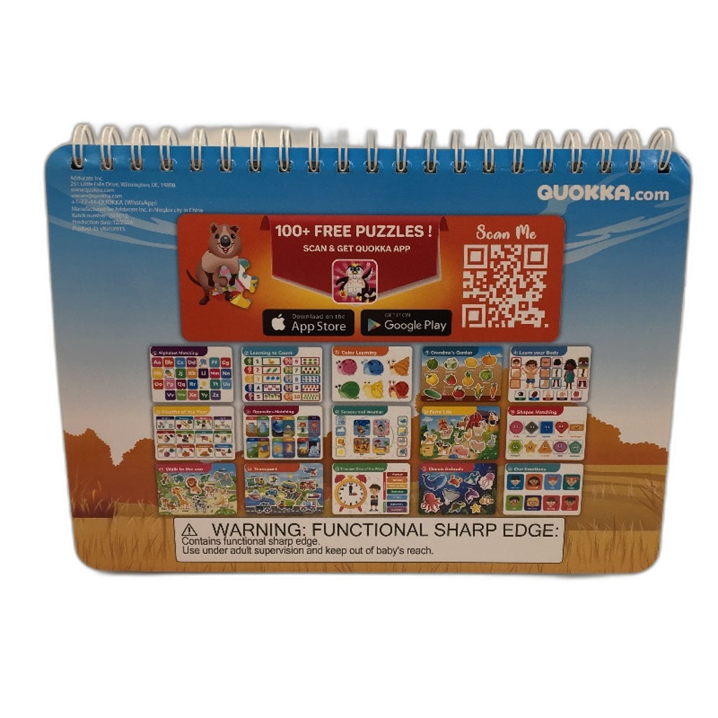 QUOKKA My First Busy Book 15 Activities ABC Numbers Shapes Colours Montessori