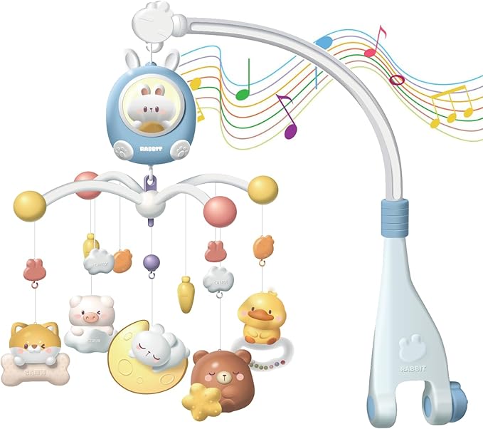 Beluche Baby Crib Mobile With Music & Night Light 360 Degrees Rotation Animals