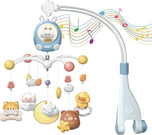 Beluche Baby Crib Mobile With Music & Night Light 360 Degrees Rotation Animals