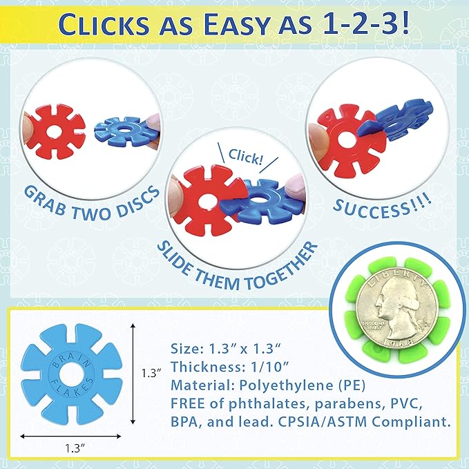 Brain Flakes 500 PCS Interlocking Plastic Disc Set Safe Creative Educational Toy