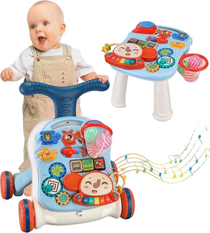 Baby Toddler 3 In 1 Walker & Music Stroller Activity Learning Centre Push Toys