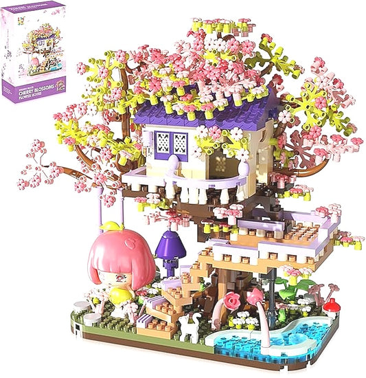 Cherry Blossom Tree Building Set Flower House Mini Micro Blocks Toy Age 8+ NEW