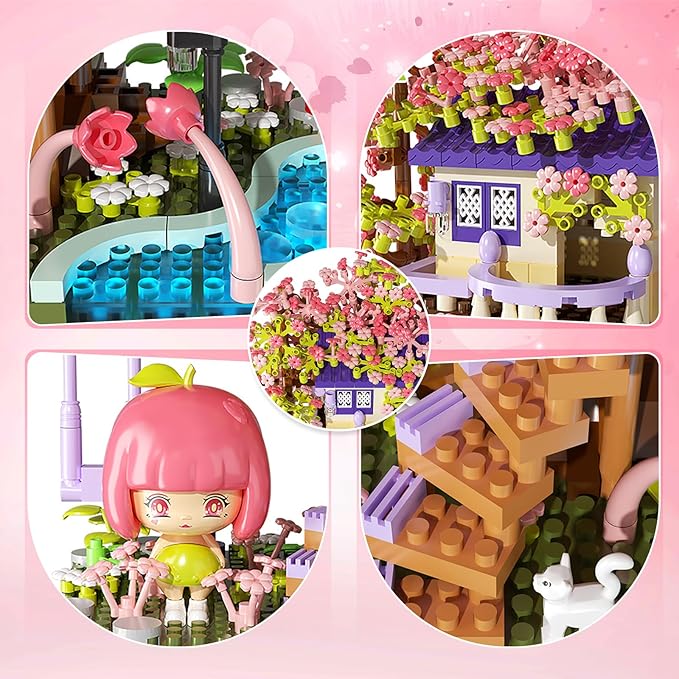 Cherry Blossom Tree Building Set Flower House Mini Micro Blocks Toy Age 8+ NEW