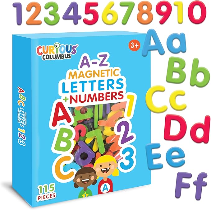 Curious Columbus 115PCS Magnetic Letters & Numbers Foam Learning Fridge Magnets