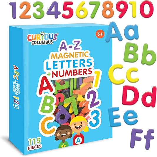 Curious Columbus 115PCS Magnetic Letters & Numbers Foam Learning Fridge Magnets