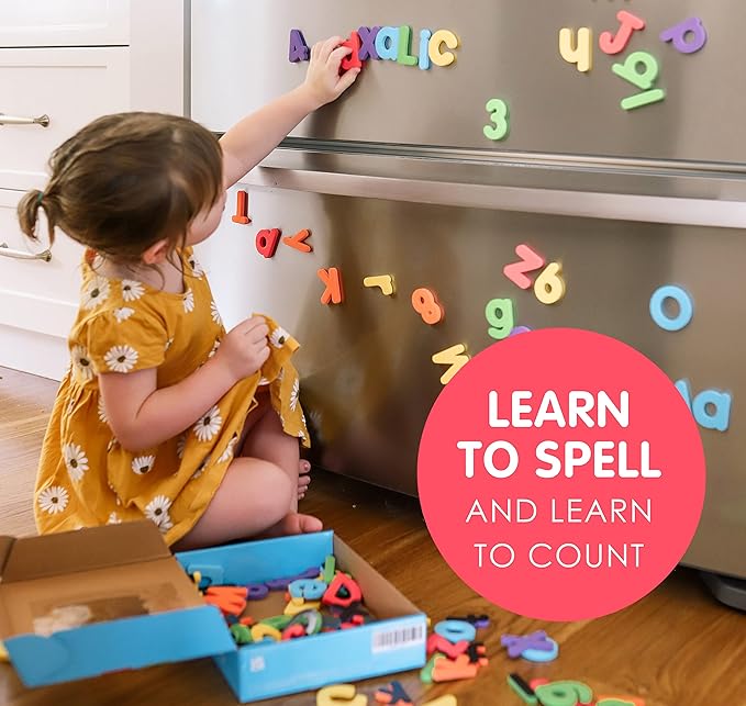 Curious Columbus 115PCS Magnetic Letters & Numbers Foam Learning Fridge Magnets