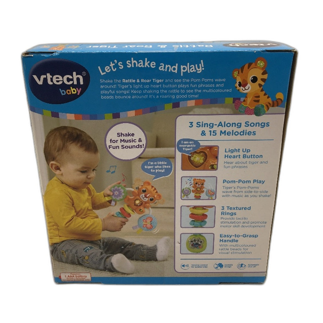 Vtech Baby Newborn Rattle&Roar Tiger Light Up Music Toy Sensory Fine Motor Skill
