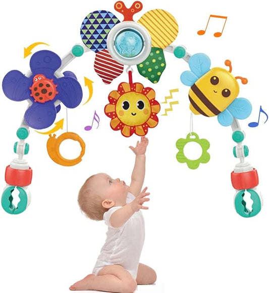 Baby Stroller Play Arch Sensory Toy Adjustable Clamp For Car Crib Bassinet Age 0