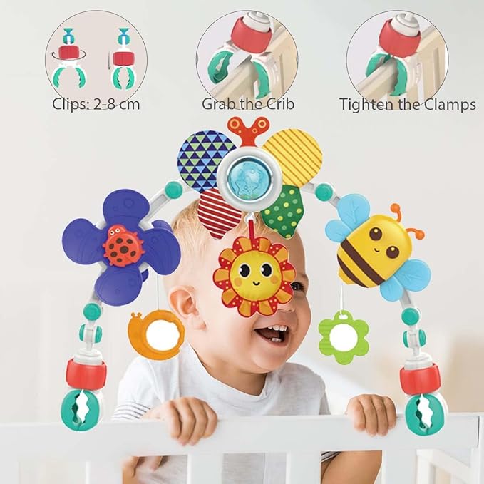 Baby Stroller Play Arch Sensory Toy Adjustable Clamp For Car Crib Bassinet Age 0