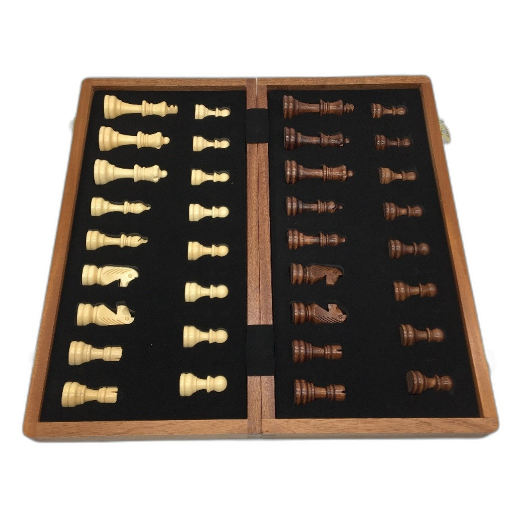 Wooden Folding Chess Set Portable Chessboard 39x39CM Double Queen Kids Adult NEW