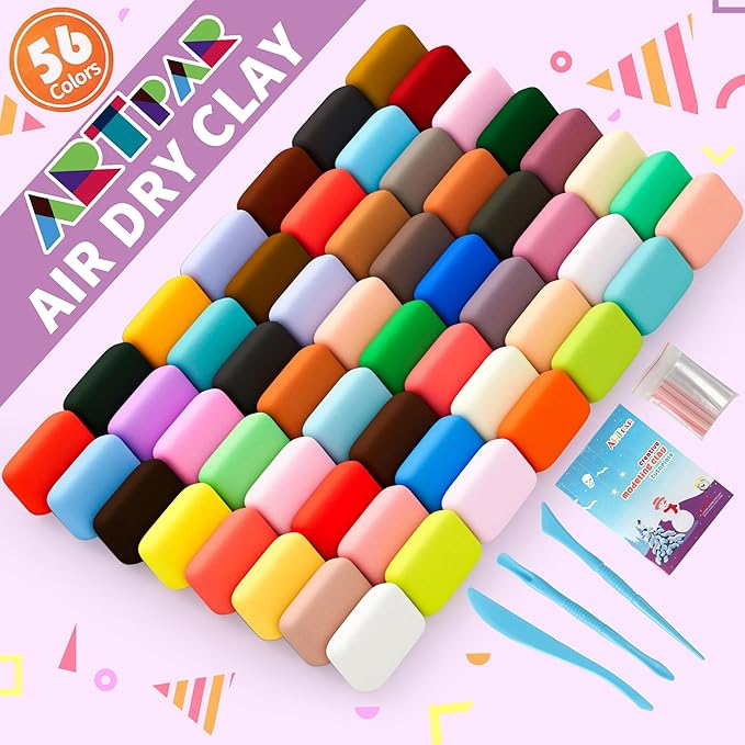 Artpar Air Dry Modelling Magic Clay 56 Colours Soft Ultra Light Sculpting Set