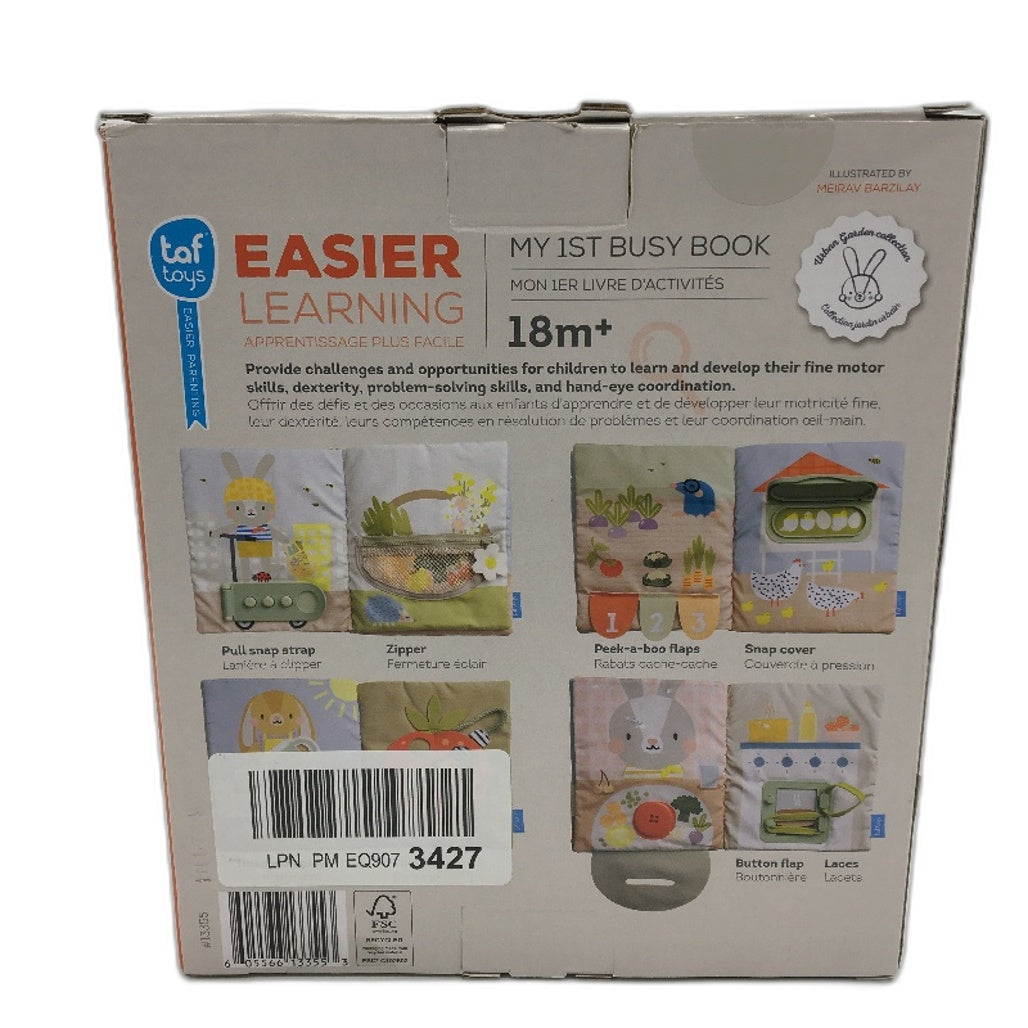 Taf Toys My First Busy Book 12 Activities Sensory Fine Motor Learning Age 18M+