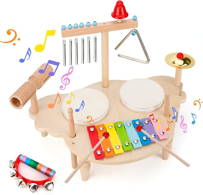 Baby Musical Instruments 7 In 1 Multifunctional Music Station Toy Drum Age 3+