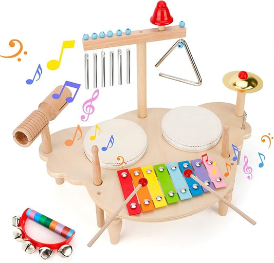 Baby Musical Instruments 7 In 1 Multifunctional Music Station Toy Drum Age 3+