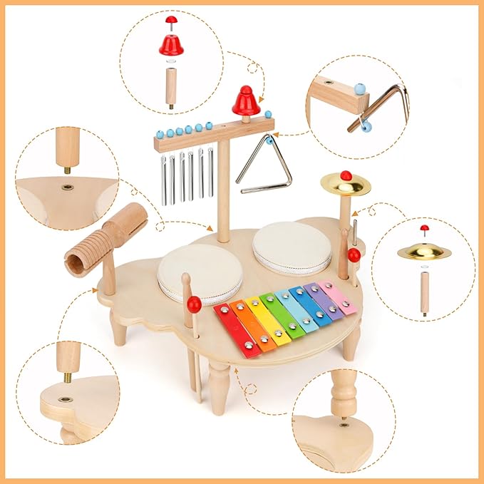 Baby Musical Instruments 7 In 1 Multifunctional Music Station Toy Drum Age 3+