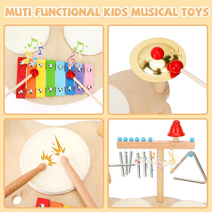 Baby Musical Instruments 7 In 1 Multifunctional Music Station Toy Drum Age 3+
