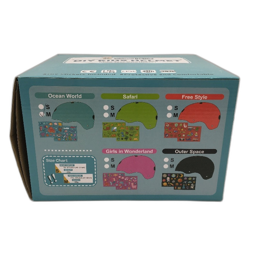 Simply Kids DIY Helmet With Stickers Set Ocean Blue For Bike Skateboard Size M