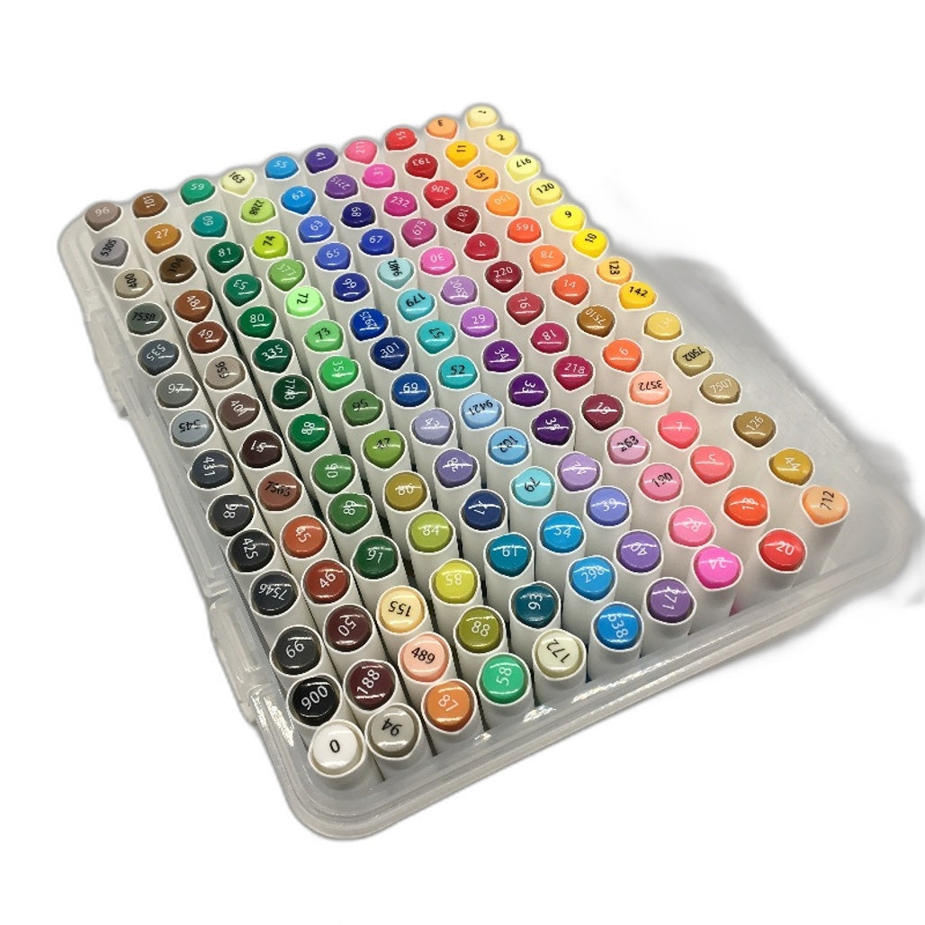 Ohuhu Dual Tip Marker Pens 140 Colours Water Based Colouring Art Chisel & Brush