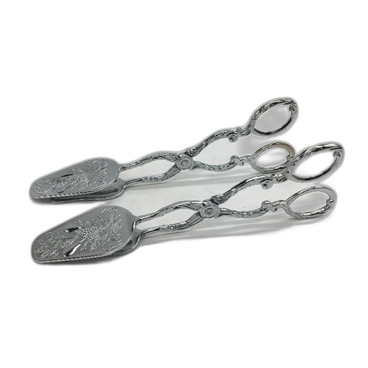 Pack Of 2 Pointed Head Bread Cake Tongs Buffet Barbecue Clamps Vintage Style NEW