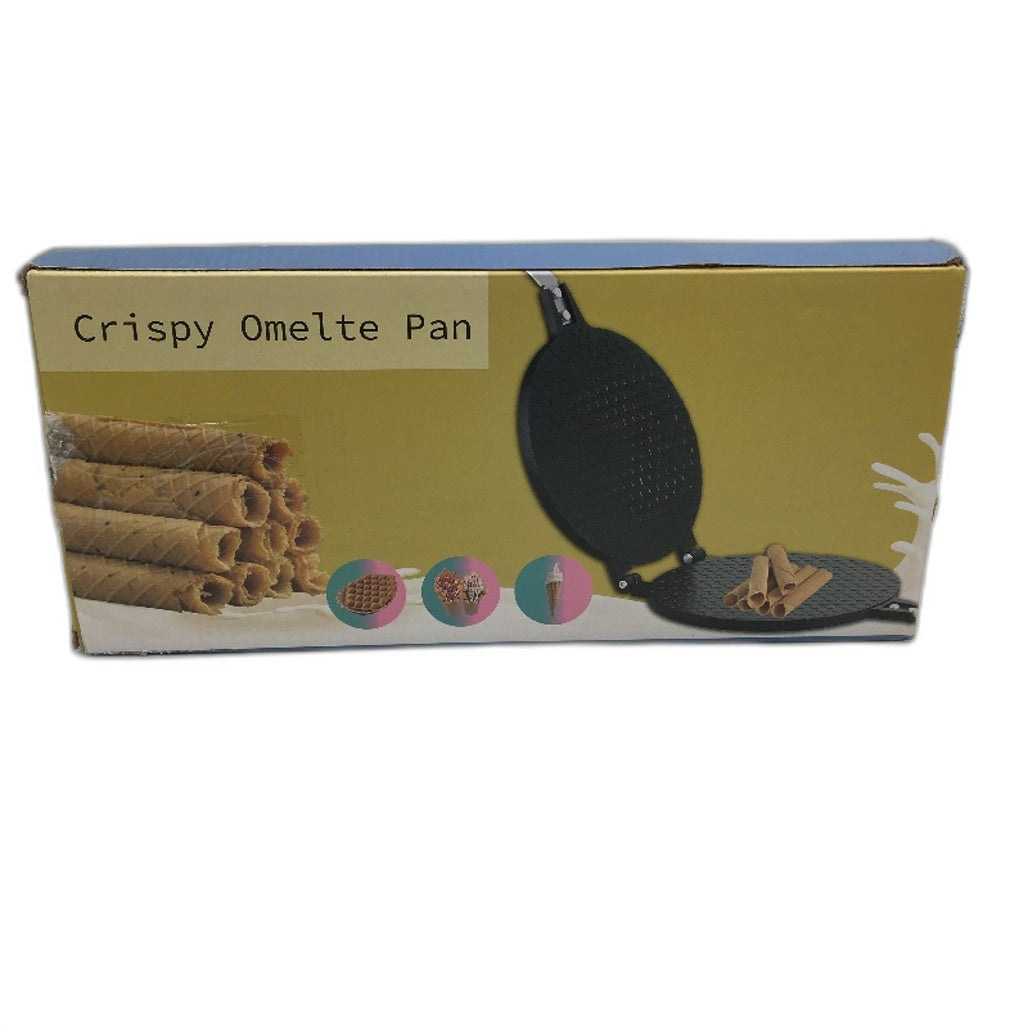 Non Stick Crispy Omelette Egg Roll Waffle Cone Crepe Maker Flat Pan With Handle