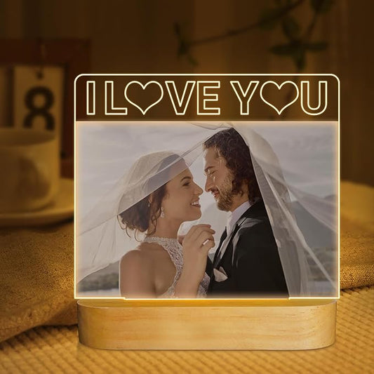 Light Up Picture Frame I Love You Acrylic 4 x 6 Inch Photo Lamp Night Light Gift