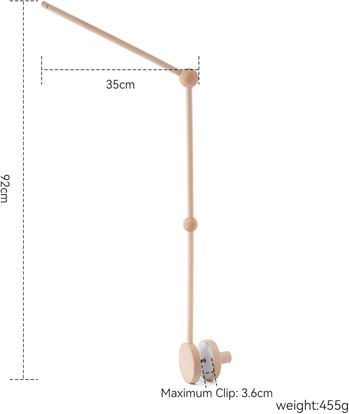 Baby Crib Mobile Arm Wooden Attachment Adjustable Bed Bell Holder Nursery Decor