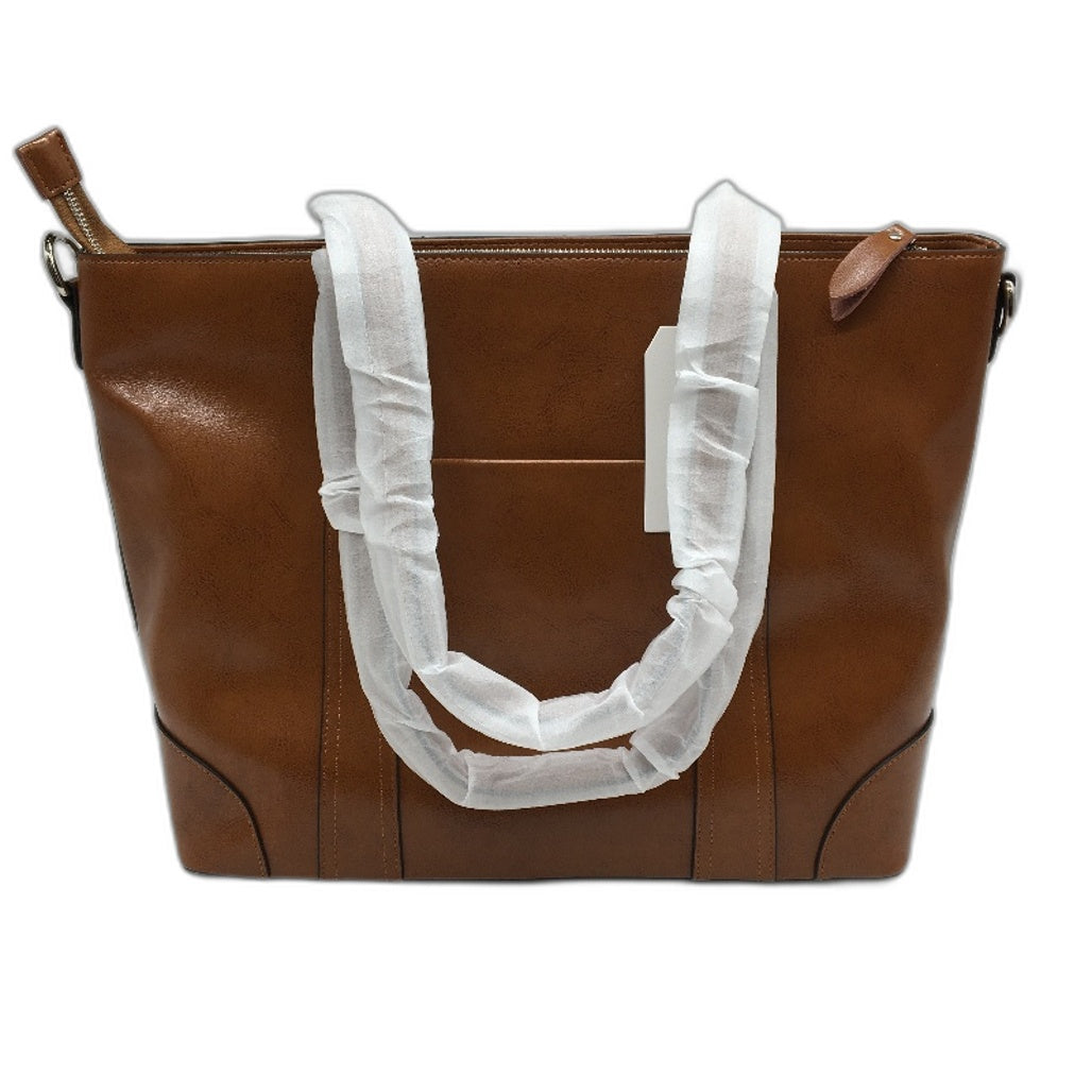 S Zone Genuine Cow Leather Tote Bag Shoulder Hnadbag Fits 14-15.5 Inch Laptops