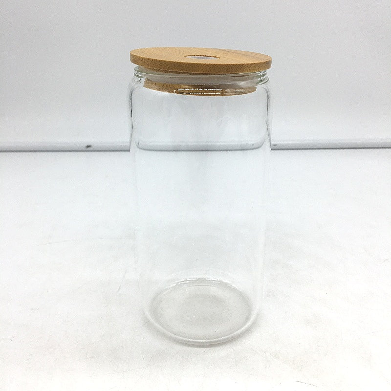 Welbellete 6 Pack Drinking Glasses With Bamboo Lids & Glass Straws Clear Tumbler