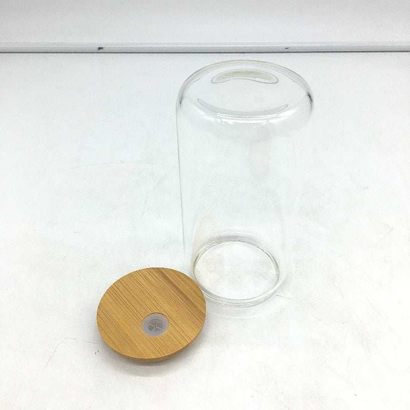 Welbellete 6 Pack Drinking Glasses With Bamboo Lids & Glass Straws Clear Tumbler
