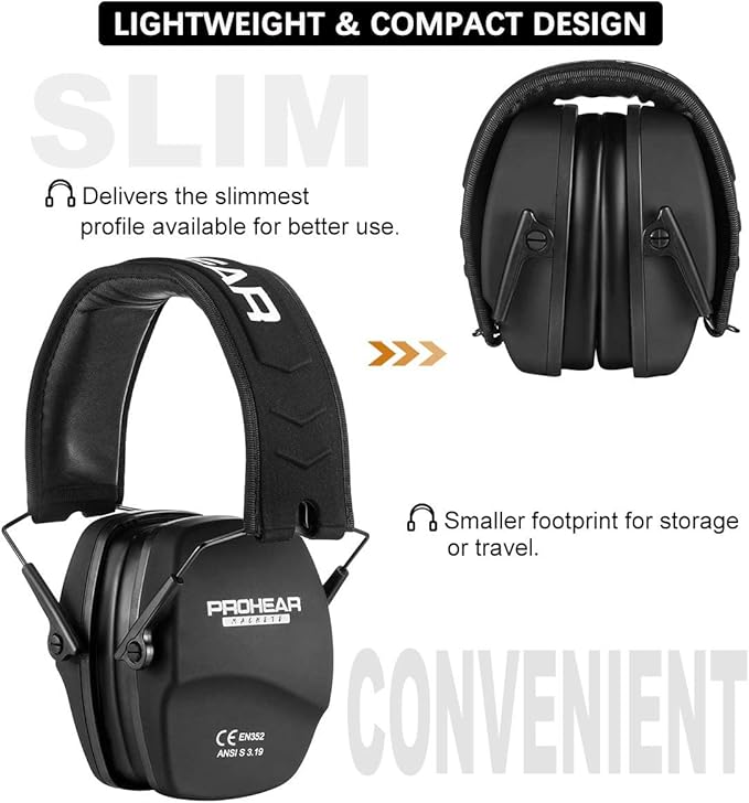 Prohear EM016 SNR 28dB Compact Passive Earmuff Ear Hearing Protection NEW