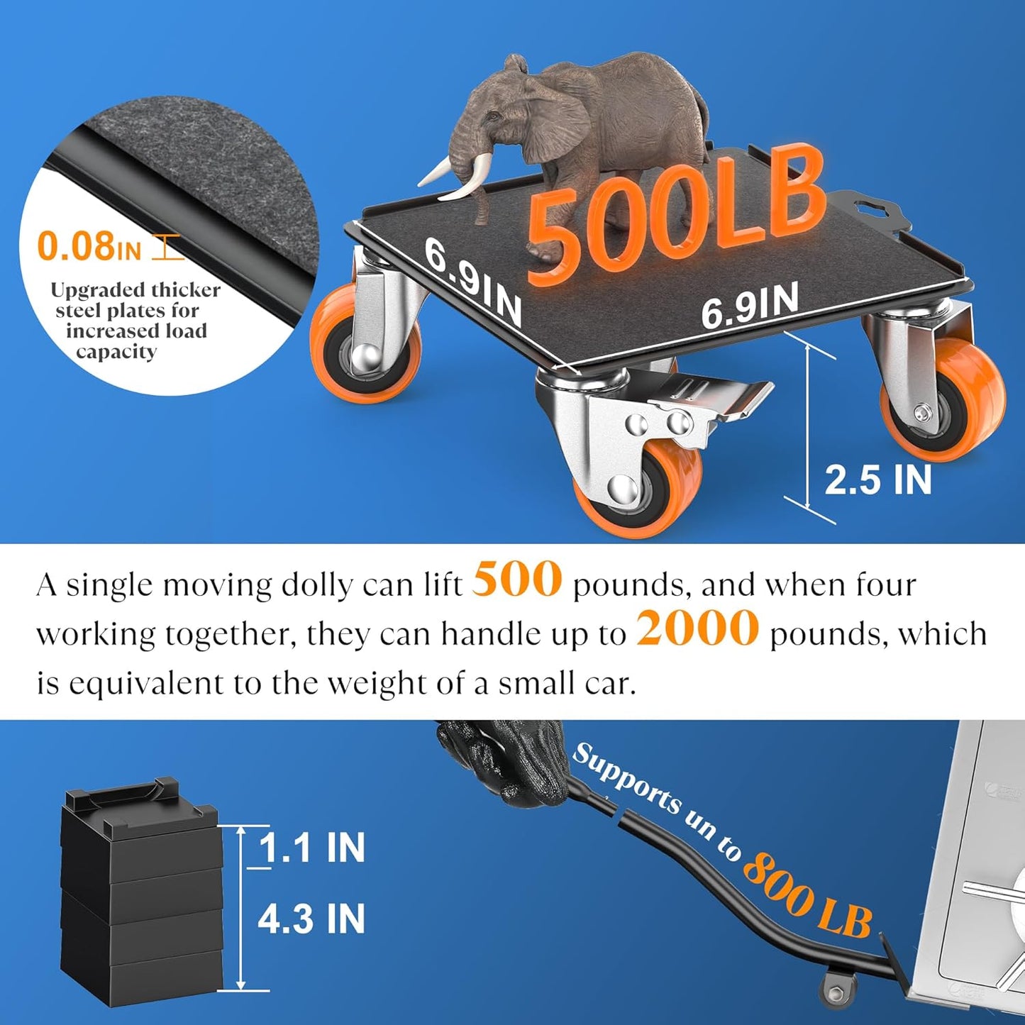 2000lbs Support 360 Omnidirectional Steering Heavy Duty Furniture Movers NEW