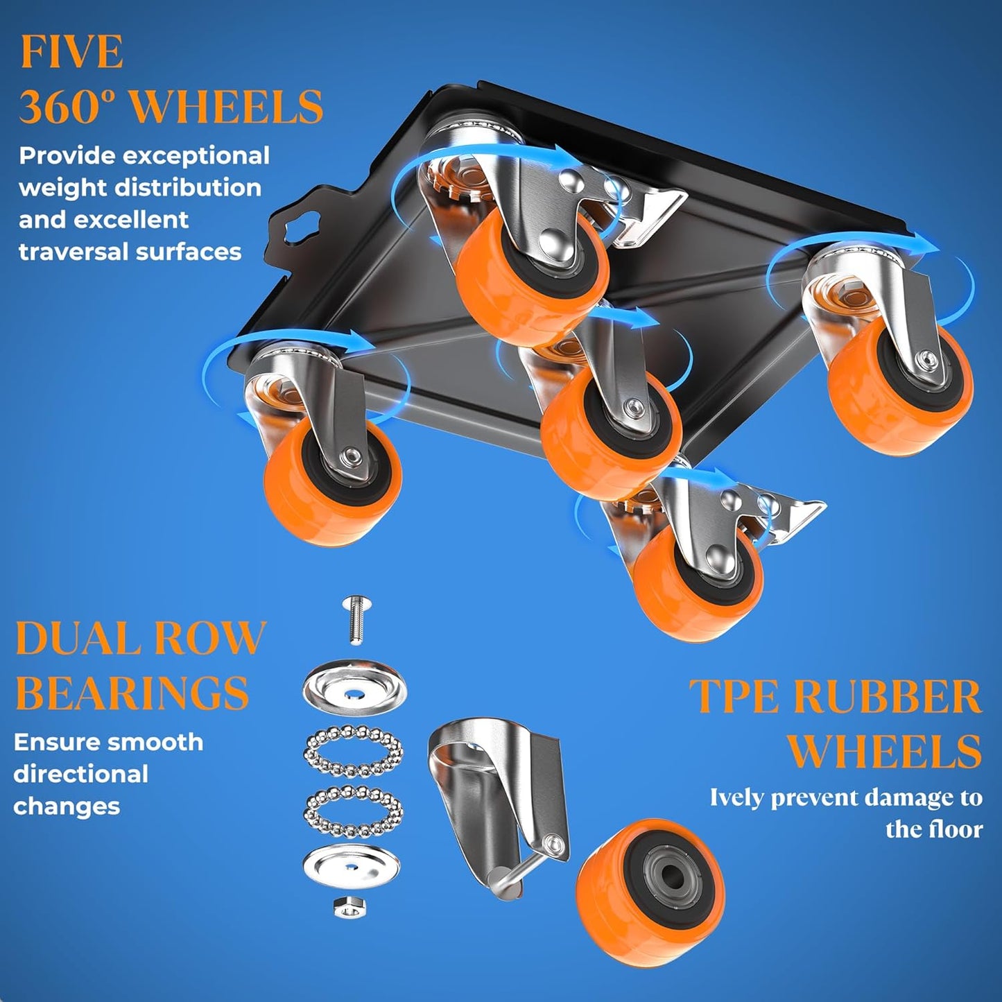 2000lbs Support 360 Omnidirectional Steering Heavy Duty Furniture Movers NEW